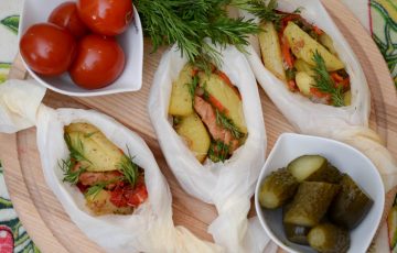 свинина запеченная с овощами с духовке